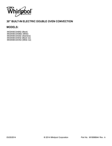 Cover Sheet Diagram and Parts List for WOD93EC0AS02  Whirlpool Wall Oven