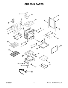 Chassis Parts Diagram and Parts List for WFG775H0HV6  Whirlpool Range
