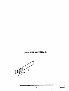 Optional Backsplash Diagram and Parts List for S5007W0  Roper Range