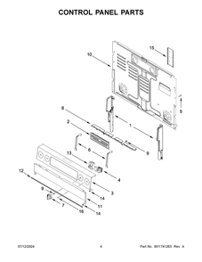 03 - Control Panel Parts Diagram and Parts List for MFES8030RZ0  Whirlpool Range