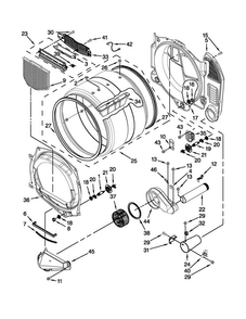 Bulkhead Parts Diagram and Parts List for 3LCGD9100WQ3  Whirlpool Dryer