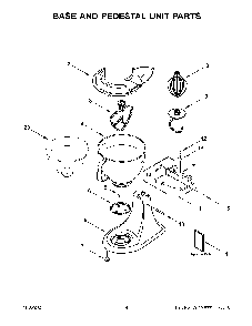 Base And Pedestal Unit Parts Diagram and Parts List for KSM195PSFT0  KitchenAid Mixer