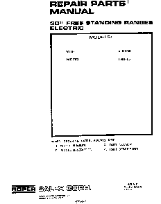 Front Cover Diagram and Parts List for F9817*0  Roper Range
