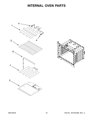 Internal Oven Parts Diagram and Parts List for WOD51EC7AW06  Whirlpool Wall Oven