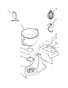 Base And Pedestal Unit Parts Diagram and Parts List for 4KSM105GBCBU0  KitchenAid Mixer