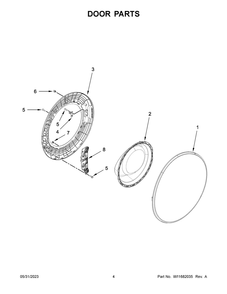 Door Parts Diagram and Parts List for WFW6605MW1  Whirlpool Washer