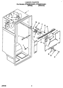 Liner Diagram and Parts List for ET20NKXAW0  Whirlpool Refrigerator