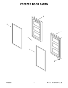 Freezer Door Parts Diagram and Parts List for KRQC506MPS00  KitchenAid Refrigerator