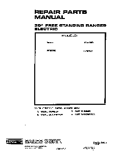 Cover Page Diagram and Parts List for F7107*0  Roper Range