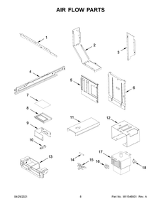 Air Flow Parts Diagram and Parts List for WMT50011KS02  Whirlpool Microwave Oven Combo