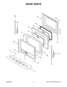Door Parts Diagram and Parts List for YWFES3530RS0  Whirlpool Range