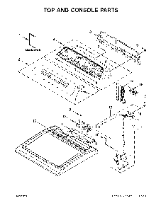 Top and console parts Diagram and Parts List for WED7120HW0  Whirlpool Dryer