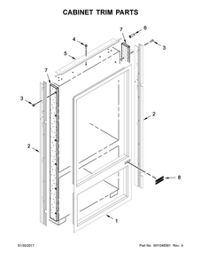 Cabinet Trim Parts Diagram and Parts List for KBBR206EPA01  KitchenAid Refrigerator