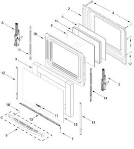 Door Parts Diagram and Parts List for WFES7530RZ0,WFES7530RV0  Whirlpool Range