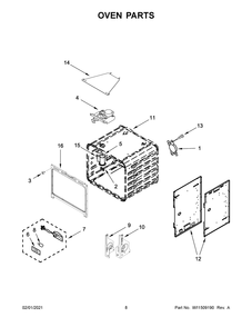 Oven Parts Diagram and Parts List for KFDC500JSS01  Whirlpool Range