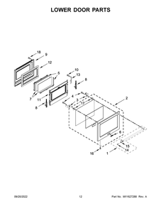 Lower Door Parts Diagram and Parts List for KFID500ESS05  KitchenAid Range