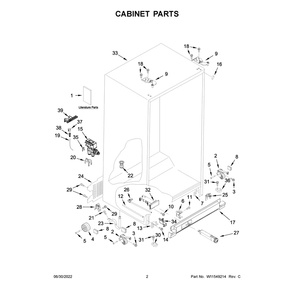 Cabinet Parts Diagram and Parts List for WRS321SDHW08  Whirlpool Refrigerator