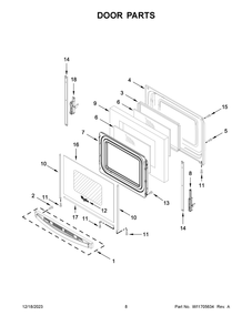 Door Parts Diagram and Parts List for WFE525S0JT4  Whirlpool Range