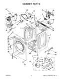 CABINET PARTS Diagram and Parts List for YWED86HEBW0  Whirlpool Dryer
