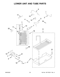 14 - Lower Unit And Tube Parts Diagram and Parts List for KBSD702MSS01  Whirlpool Refrigerator
