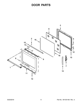 Door Parts Diagram and Parts List for YKSEG700EBS3  Whirlpool Range