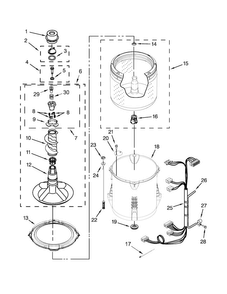 Basket And Tub Parts Diagram and Parts List for 7MWTW1602BM1  Whirlpool Washer