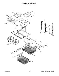 Shelf Parts Diagram and Parts List for ABB1924BRM02  Whirlpool Refrigerator