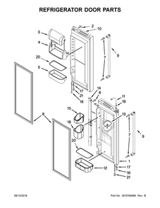 Refrigerator Door Parts Diagram and Parts List for KRFC400ESS00  KitchenAid Refrigerator