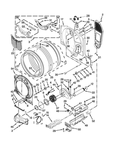 Bulkhead Parts Diagram and Parts List for WED97HEDW0  Whirlpool Dryer