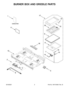 Burner Box And Griddle Parts Diagram and Parts List for JGRP536HL01  Whirlpool Range