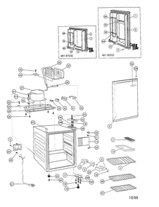 Door/compressor/shelves Diagram and Parts List for 46197232  Kenmore Refrigerator