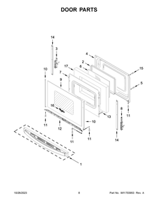 Door Parts Diagram and Parts List for YWFE550S0LB3  Whirlpool Range
