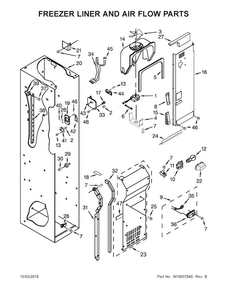 Freezer Liner And Air Flow Parts Diagram and Parts List for KSSC48QVS06  KitchenAid Refrigerator