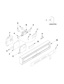 Control Panel And Latch Parts Diagram and Parts List for WDF550SAFW0  Whirlpool Dishwasher