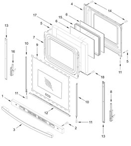 Door Parts Diagram and Parts List for CREW3552RB0  Whirlpool Range