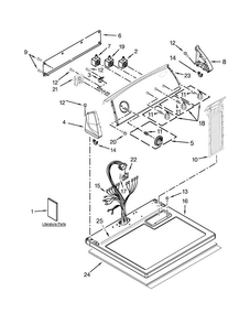 Top And Console Parts Diagram and Parts List for 7MWGD1705YM4  Whirlpool Dryer