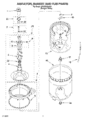 AGITATOR, BASKET AND TUB Diagram and Parts List for 3RLSQ8000JQ1  Whirlpool Washer