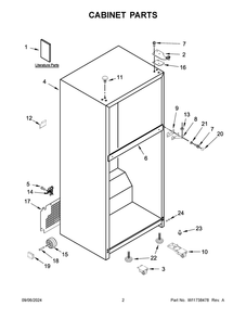 02 - Cabinet Parts Diagram and Parts List for WRT519SZDM11  Whirlpool Refrigerator