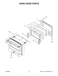Oven Door Parts Diagram and Parts List for JDRP536HL01  Whirlpool Range