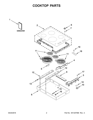 Cooktop Parts Diagram and Parts List for ICR444DB01  Whirlpool Cooktop