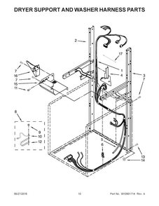 Dryer Support And Washer Harness Parts Diagram and Parts List for 7MWET3300EQ1  Whirlpool Washer Dryer Combo