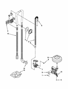 Fill, Drain And Overfill Parts Diagram and Parts List for 66513073K210  Kenmore Dishwasher