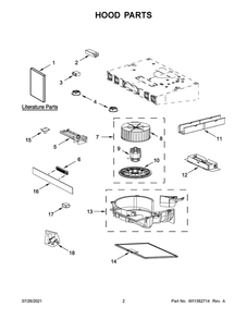 Hood Parts Diagram and Parts List for WVU57UC6FS1  Whirlpool Range Hood