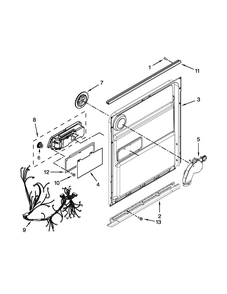 Inner Door Parts Diagram and Parts List for 66513549N410  Kenmore Dishwasher