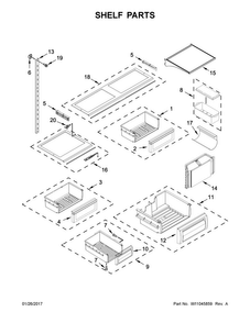 Refrigerator Door Parts Diagram and Parts List for KBFN502EPA02  KitchenAid Refrigerator
