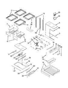 Shelf Parts Diagram and Parts List for KFIS29PBMS02  KitchenAid Refrigerator