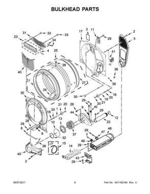 04 - BULKHEAD PARTS Diagram and Parts List for MED8200FC1  Whirlpool Dryer