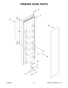 07 - Freezer Door Parts Diagram and Parts List for WRS315SNHW09  Whirlpool Refrigerator