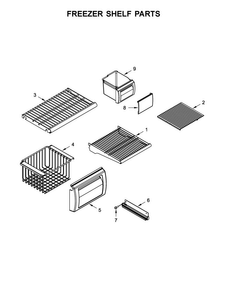 Freezer Shelf Parts Diagram and Parts List for KBSN602EBS00  KitchenAid Refrigerator