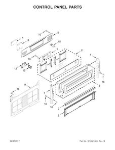 Control Panel Parts Diagram and Parts List for KFGG500EBL2  KitchenAid Range